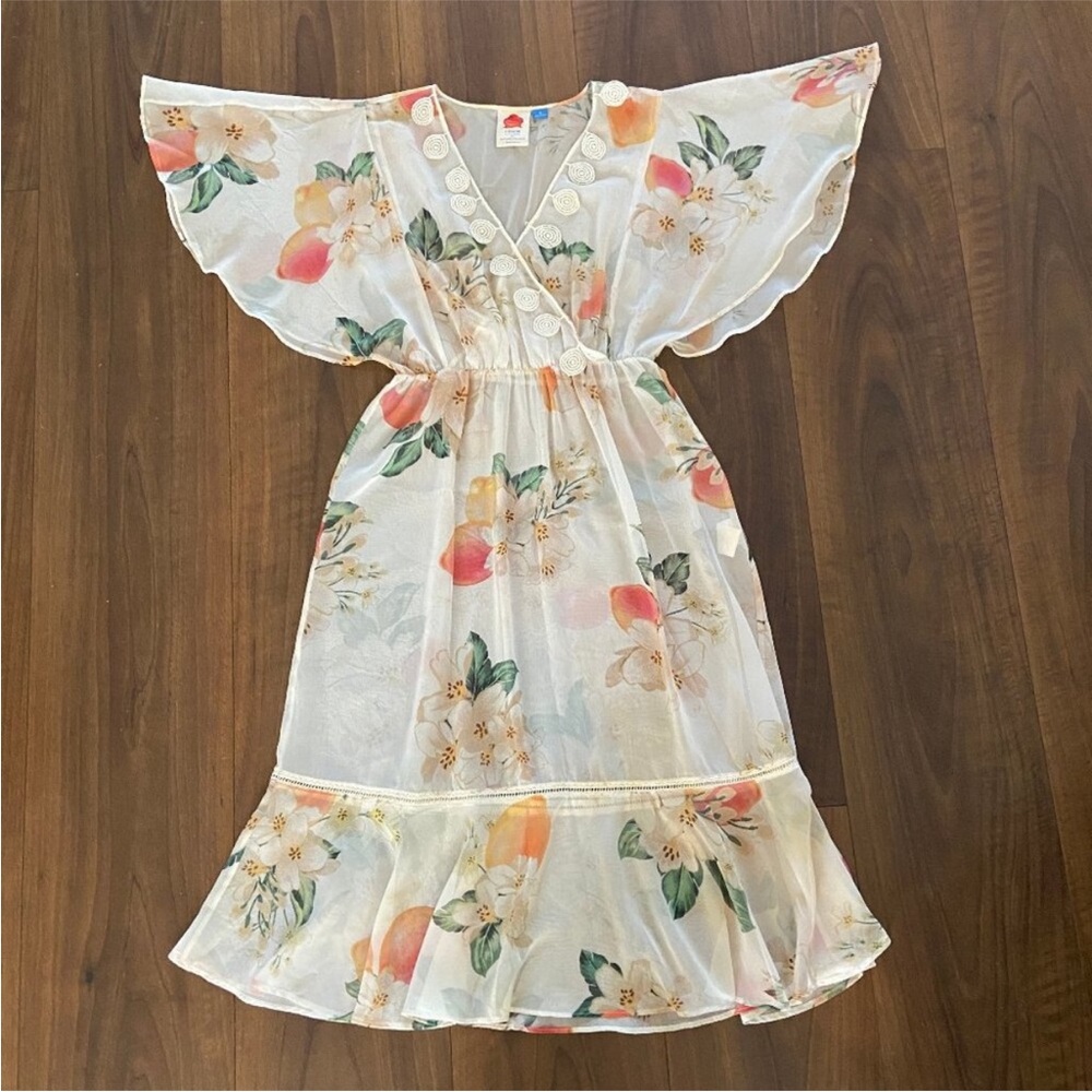 FARM Rio x Anthropologie Eloisa Boho Floral Flowy Cottagecore Midi Dress Size M - Picture 7 of 16
